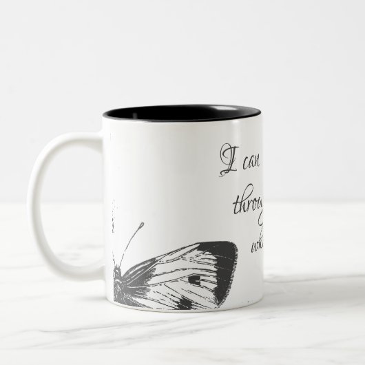 私はキリストを通してすべてのことをすることができる ツートーンマグカップ (左)
