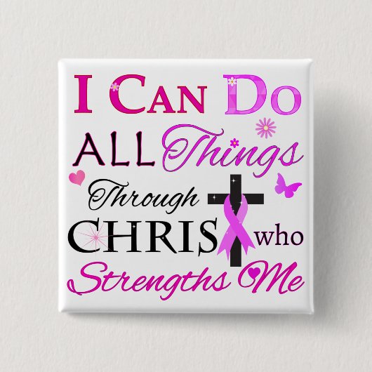 私はキリストを通してすべてのことをすることができる 缶バッジ (正面)