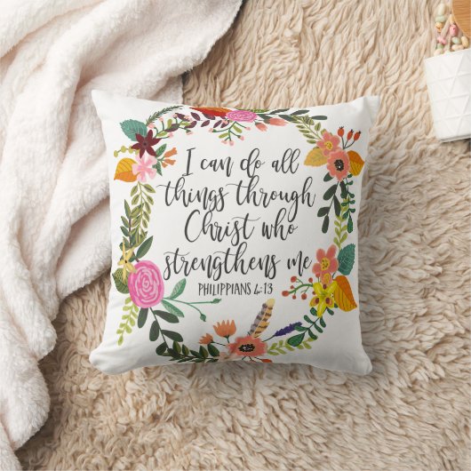 私はキリストを通して全てのことを成し遂げることができる、フィリップ クッション (ブランケット)