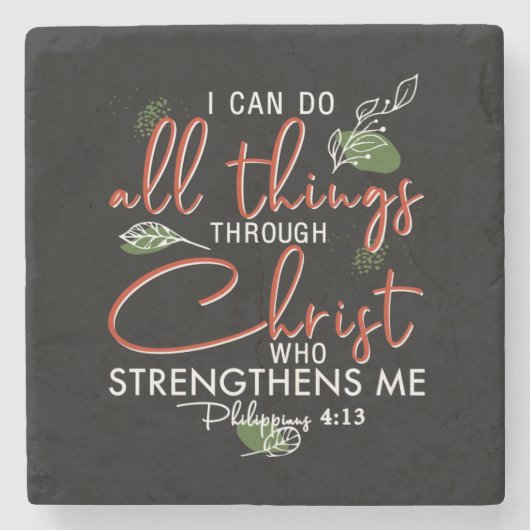 私はキリストを通して全てのことを行うことができる ストーンコースター (正面)