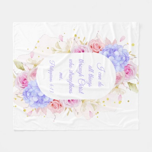 私はキリストを通して全てのことを行うことができる – ピリピ4 フリースブランケット (正面(横))