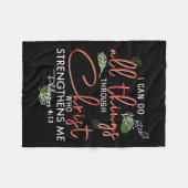 私はキリストを通して全てのことを行うことができる フリースブランケット (正面(横))