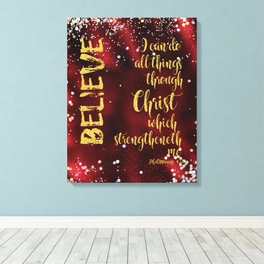 私はキリストを通して全てのことを行うことができるKJV聖なる書物、 経典 キャンバスプリント (インサイチュ (ウッドフロア))