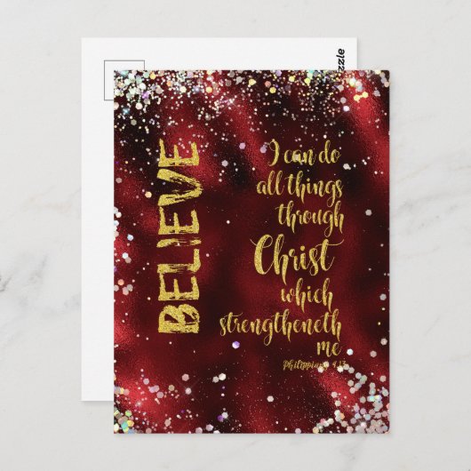 私はキリストを通して全てのことを行うことができるKJV聖なる書物、 経典 ポストカード (正面/裏面)