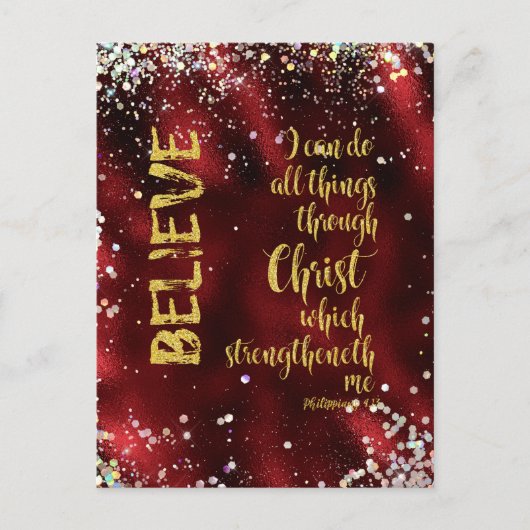 私はキリストを通して全てのことを行うことができるKJV聖なる書物、 経典 ポストカード (正面)