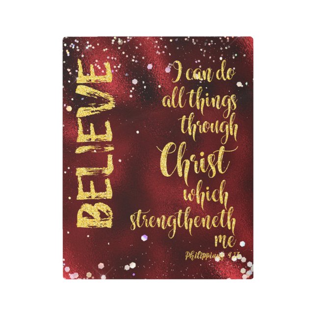 私はキリストを通して全てのことを行うことができるKJV聖なる書物、 経典 メタルプリント (正面)