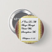 私はキリストボタンを通してすべての事をしてもいいです 缶バッジ (正面&裏面)