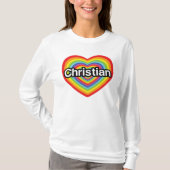 私はキリスト教が大好きです。虹のハート Tシャツ (正面)