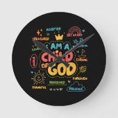 私はキリスト教の神のレトロイエス信仰の子である ラウンド壁時計 (正面)