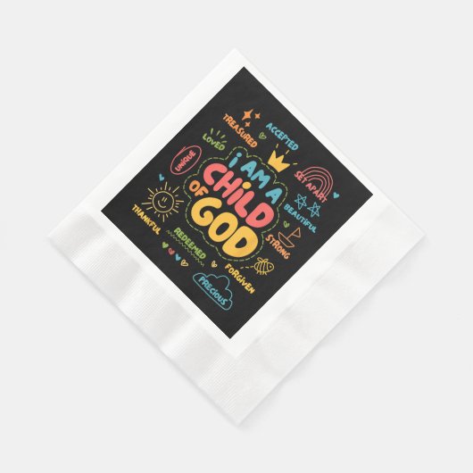 私はキリスト教の神のレトロイエス信仰の子である 縁ありランチョンナプキン (角)