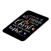 私はキリスト・バタフライ・アートを通して全てのことを行うことができる マグネット (左側)