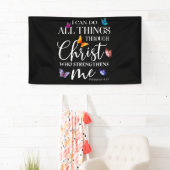 私はキリスト・バタフライ・アートを通して全てのことを行うことができる 横断幕 (インサイチュ)