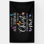 私はキリスト・バタフライ・アートを通して全てのことを行うことができる 横断幕 (縦)