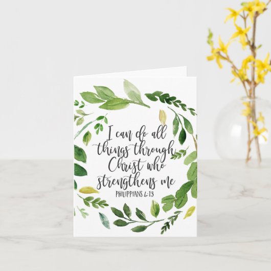 私はキリスト、聖書の聖句を通して全てのことをすることができる カード (黄色い花)