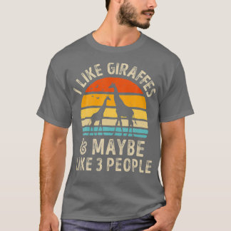 私はキリンと多分3人の人々おもしろいが好き Tシャツ