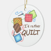 私はキルトを作りたい セラミックオーナメント (左)
