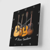 私はギターを愛します スクエア壁時計 (傾斜)