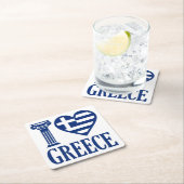 私はギリシャが大好きだ スクエアペーパーコースター (インサイチュ)