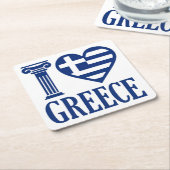 私はギリシャが大好きだ スクエアペーパーコースター (アングル)