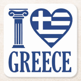 私はギリシャが大好きだ スクエアペーパーコースター