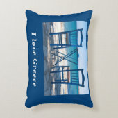 私はギリシャのタベルナ写真の青と白が大好き アクセントクッション (正面(垂直))