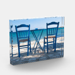 私はギリシャのタベルナ写真の青と白が大好き フォトブロック