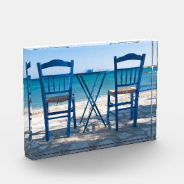 私はギリシャのタベルナ写真の青と白が大好き フォトブロック