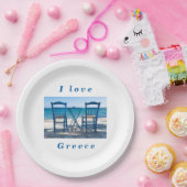 私はギリシャのタベルナ写真の青と白が大好き ペーパープレート (パーティー)