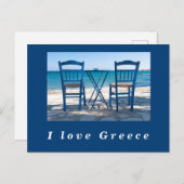 私はギリシャのタベルナ写真の青と白が大好き ポストカード (正面/裏面)