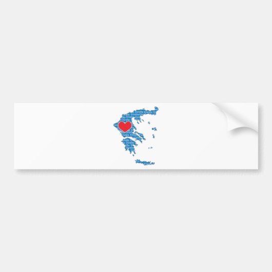 私はギリシャの地図を愛します バンパーステッカー (正面)