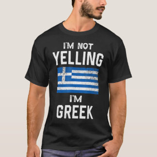 私はギリシャの旗で叫んでいおもしろいない Tシャツ