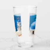 私はギリシャ教会サントリーニ青い写真と文字が大好き タンブラーグラス (右)