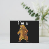 私はクマのグリズリーとブラウンベア ポストカード (スタンド正面)