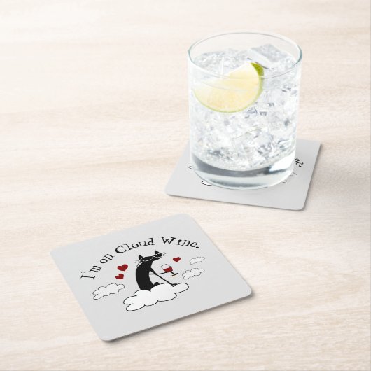 私はクラウドワインラブワおもしろいイン引用文 スクエアペーパーコースター (インサイチュ)