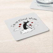 私はクラウドワインラブワおもしろいイン引用文 スクエアペーパーコースター (アングル)