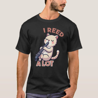私はクラリネットの猫おもしろいをたくさんリードした Tシャツ