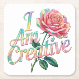 私はクリエイティブピンクローズコースターセット スクエアペーパーコースター