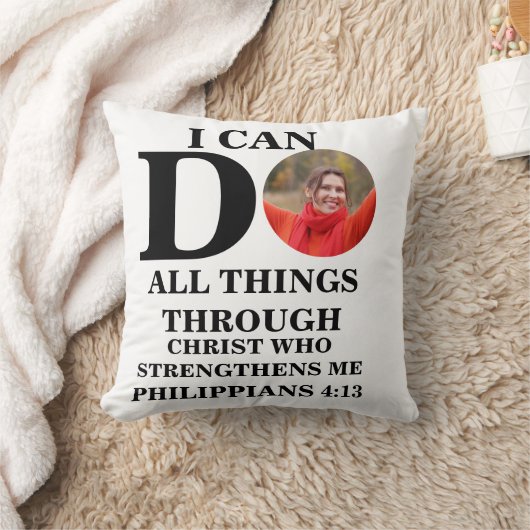 私はクリスチャンの写真バイブルの聖句を行うことができるすべてのこと クッション (ブランケット)