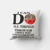 私はクリスチャンの写真バイブルの聖句を行うことができるすべてのこと クッション (裏面)