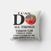 私はクリスチャンの写真バイブルの聖句を行うことができるすべてのこと クッション (正面)