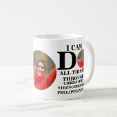 私はクリスチャンの写真バイブルの聖句を行うことができるすべてのこと コーヒーマグカップ (正面右)