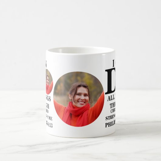 私はクリスチャンの写真バイブルの聖句を行うことができるすべてのこと コーヒーマグカップ (中央)