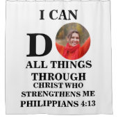 私はクリスチャンの写真バイブルの聖句を行うことができるすべてのこと シャワーカーテン (正面)