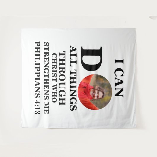 私はクリスチャンの写真バイブルの聖句を行うことができるすべてのこと タペストリー (正面(横))