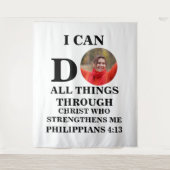 私はクリスチャンの写真バイブルの聖句を行うことができるすべてのこと タペストリー (正面)