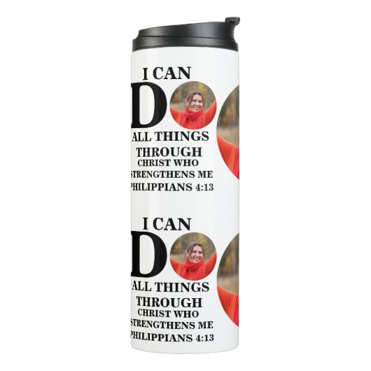 私はクリスチャンの写真バイブルの聖句を行うことができるすべてのこと タンブラー (回転左)