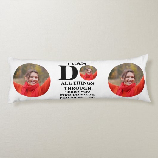 私はクリスチャンの写真バイブルの聖句を行うことができるすべてのこと ボディピロー (裏面)