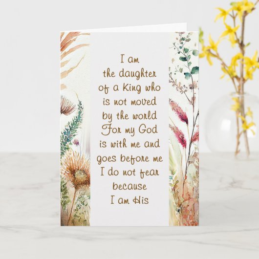 私はクリスチャン引用文の娘だ カード (黄色い花)