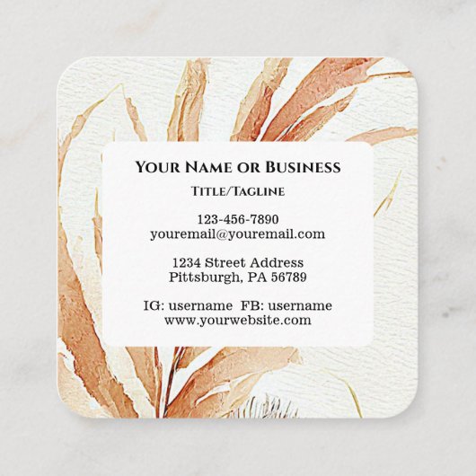 私はクリスチャン引用文の娘だ スクエア名刺 (裏面)