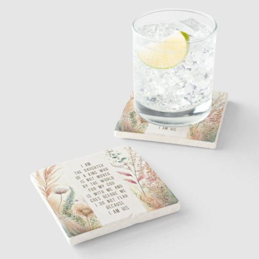 私はクリスチャン引用文の娘だ ストーンコースター (横)